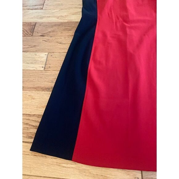 Tristan, women's red/black color block sleeveless fitted, back zip short dress 6 - Picture 3 of 9